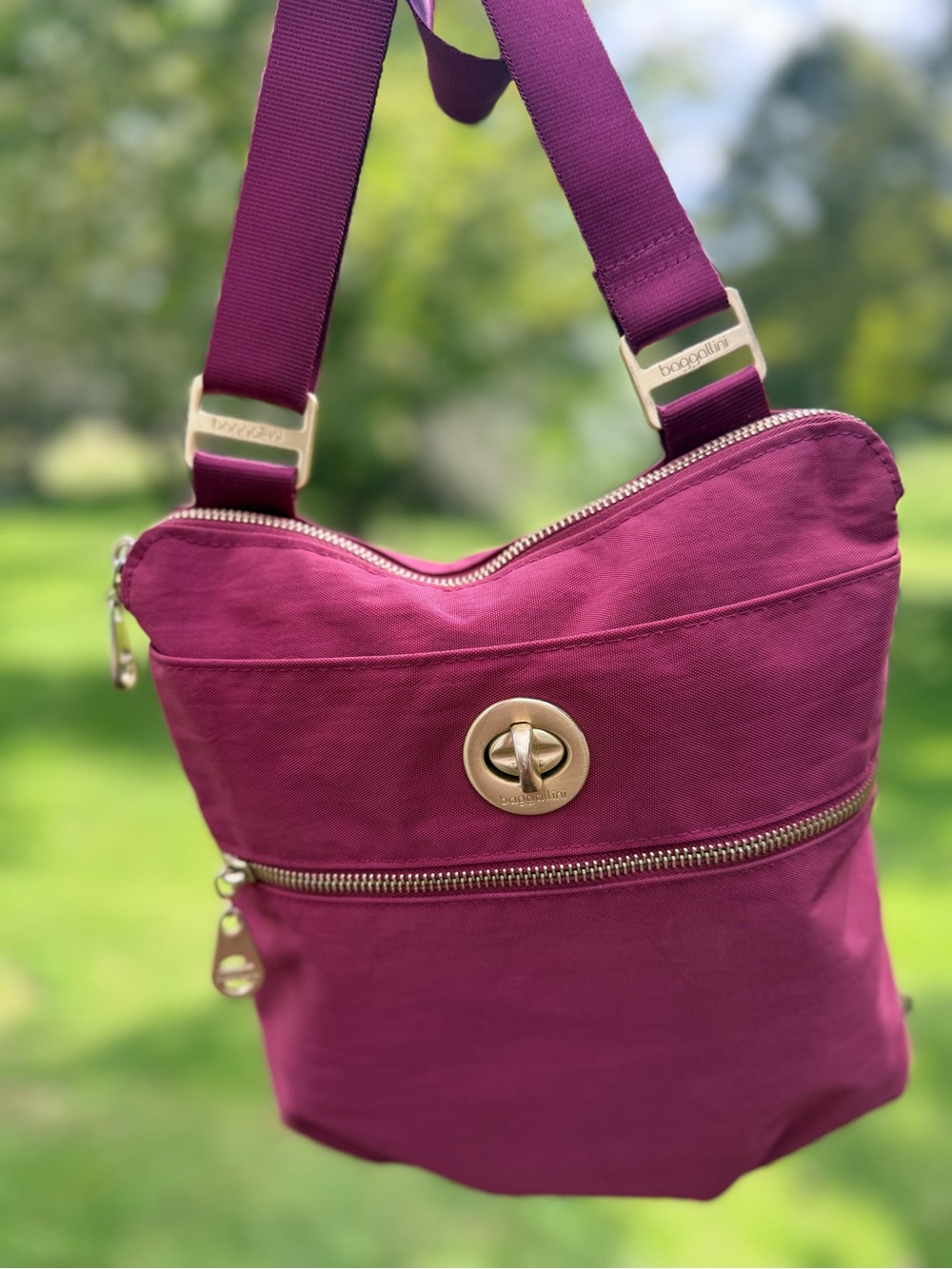 Baggallini Hanover Crossbody Bag with Gold Hardware- color Jam